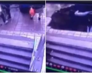 В Китае вместе с асфальтом провалились в пропасть четыре человека (ВИДЕО 18 )