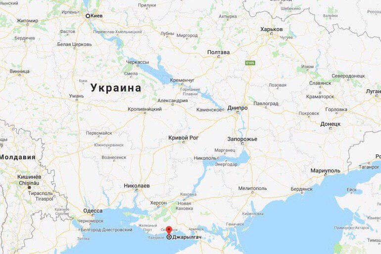 Відпочинок на острові Джарилгач: пляжі, море та дика природа Острів Джарилгач - карта