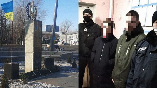 В Лисичанске малолетние вандалы повредили памятник Героям добровольцам