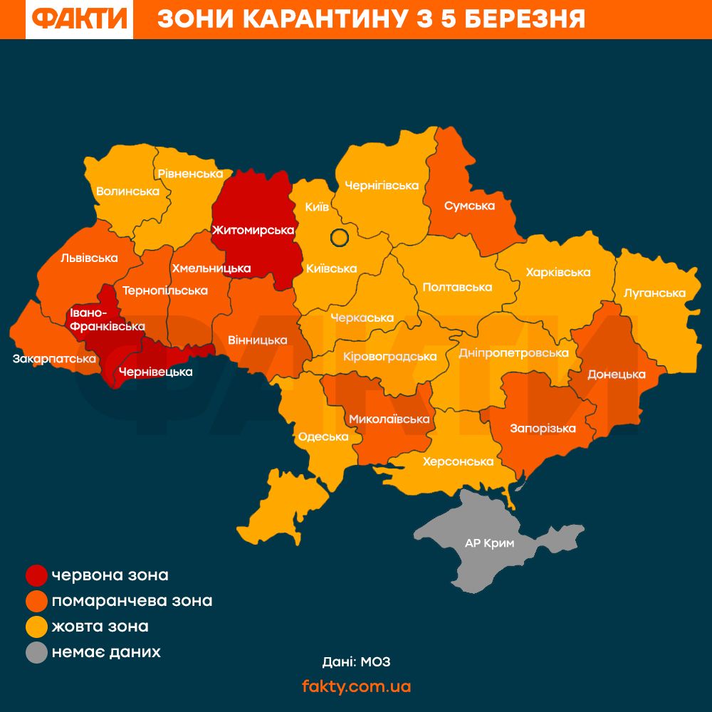 зони карантину в Україні