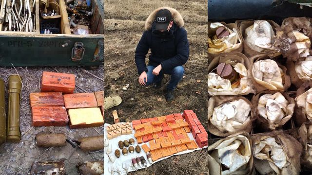 Реактивные снаряды и более 30 кг взрывчатки: на Луганщине нашли тайники боевиков