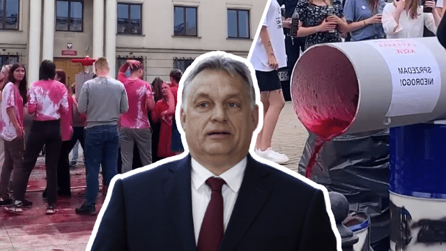 Митинг в Варшаве под посольством Венгрии против политики Орбана — ВИДЕО