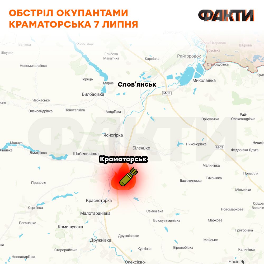 Ракетный удар по Краматорску: шесть человек пострадали, есть погибший Фото 2 Краматорськ: російські військові завдали авіаракетного удару по центру міста 7 липня 2022 Фото 2