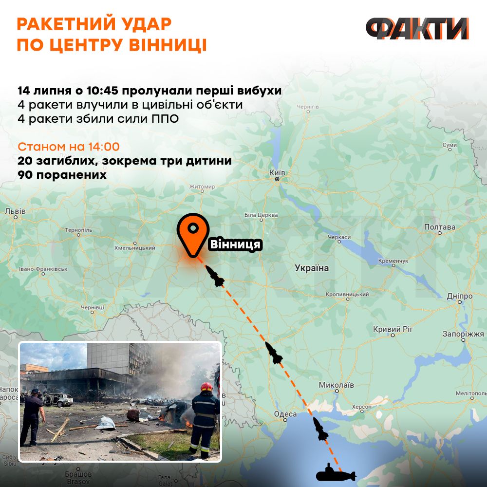 У Вінниці оголосили день жалоби, десятки загиблих і понад сотня постраждалих: 141-а доба війни (онлайн) Фото 1 Вінниця_14 липня 2022_обстріл Вінниці 14 липня 2022