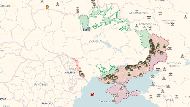 mapa nepriateľských akcií z 10. februára 2023