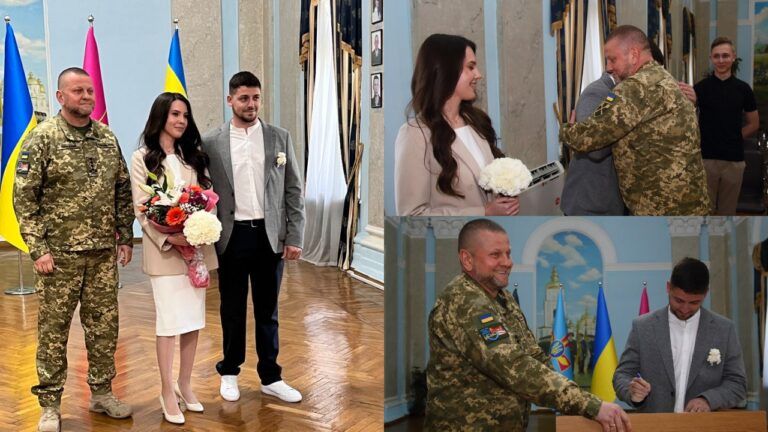Особливий момент: Залужний з’явився на весіллі українців і привітав їх зі святом