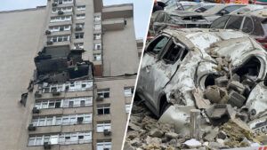 Багатоповерхівка Києва – влучання уламків ракети РФ