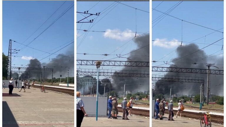 Взрывы в Крыму 22 июля 2023 — в Октябрьском вспыхнула железнодорожная станция