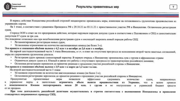 Доповідь про зрив зернової угоди