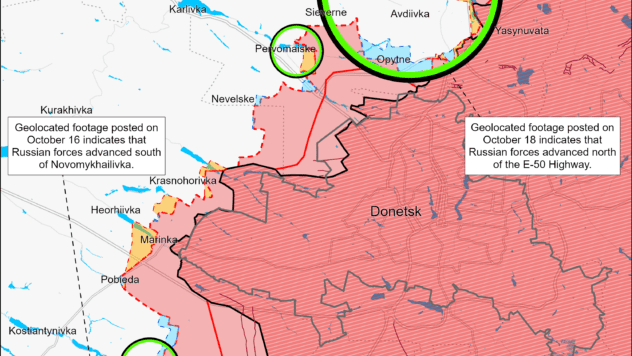 Карта бойових дій на 19 жовтня 2023