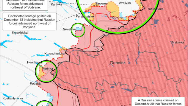 Карта бойових дій в Україні на 22 грудня 2023