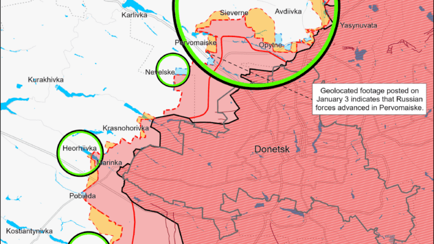 Карта бойових дій на 3 січня 2024