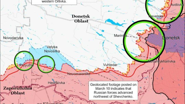 карта боїв на 12 березня