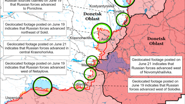 Карта бойових дій на 22 червня 2024