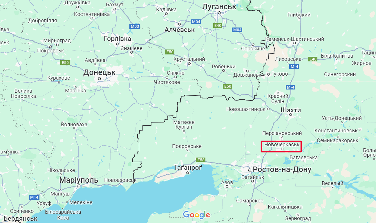 Дроны атаковали Новочеркасск Ростовской области РФ: что известно Фото 1 Новочеркаськ Ростовської області РФ на карті