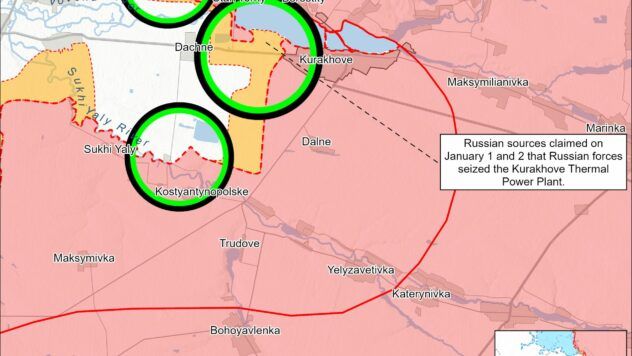 Карта бойових дій на 3 січня