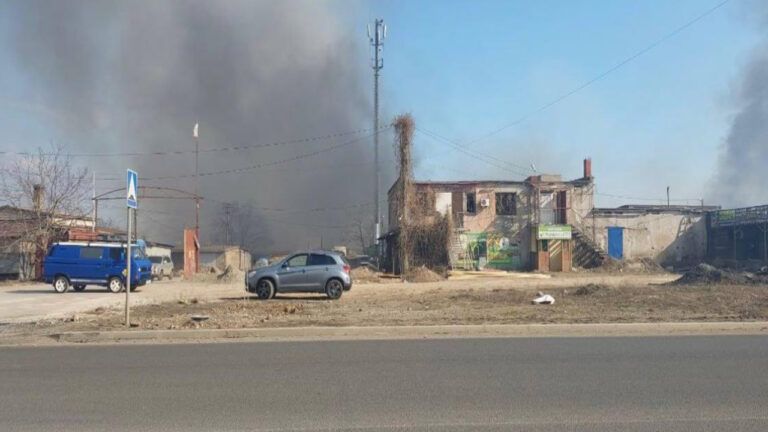 Підпал бази окупантів у Маріуполі