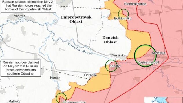 Карта бойових дій на 22 травня 2025