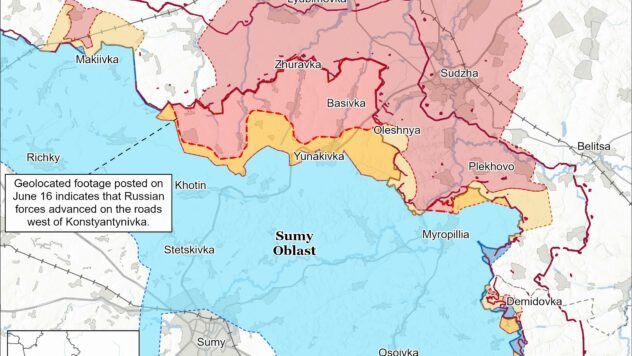 Карта бойових дій на 19 червня 2025 Карта бойових дій на 19 червня 2025