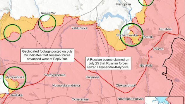 Карти бойових дій в Україні на 26 липня 2025