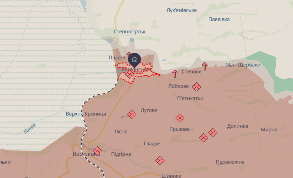 Окупанти намагаються відтіснити ЗСУ із Кам’янського і Плавнів – Волошин Фото 1 Кам'янське і Плавні на карті