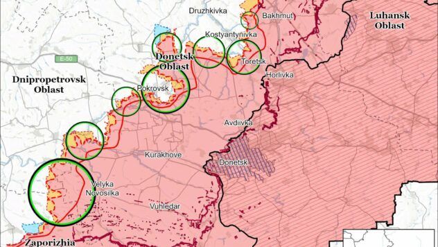 Карта бойових дій на 22 сентября 2025