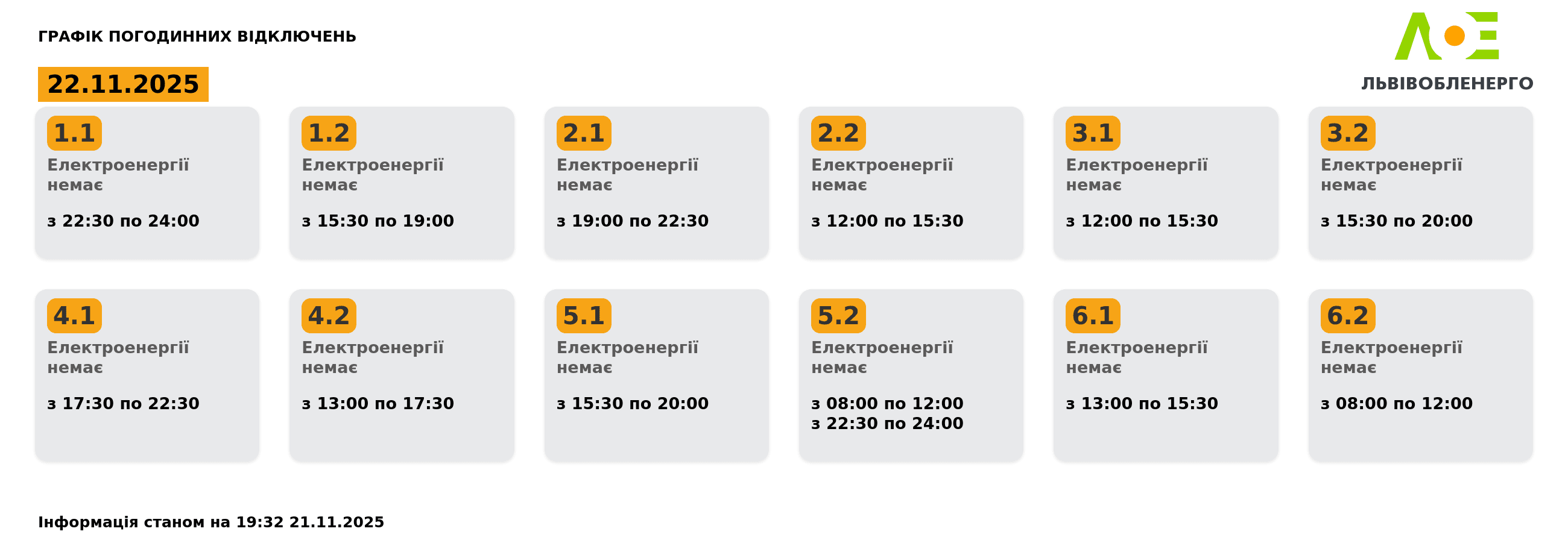 Графики отключения света на 22 ноября: ограничения будут действовать во всех областях Фото 4 Графіки відключення світла на 22 листопада в Україні: як діятимуть Фото 4