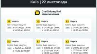 Графік відключення світла в Києві 22 листопада
