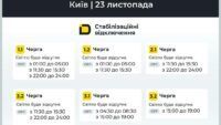 графіки відключень світла у києві 23 листопада