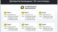 Відключення світла, Дніпропетровська область, 24 листопада 1