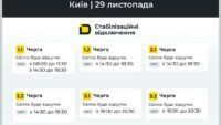 Київ, відключення світла 29 листопада