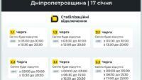 Графіки відключень світла для Дніпропетровщини