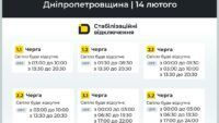 Графіки відключень світла для Дніпропетровської області