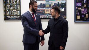 Volodymyr Zelenskyy and Syrian President Ahmed al-Sharaa