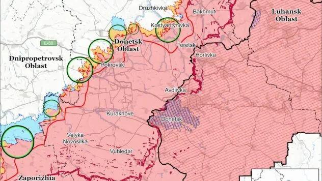 Карта бойових дій в Україні на 9 липня 2026